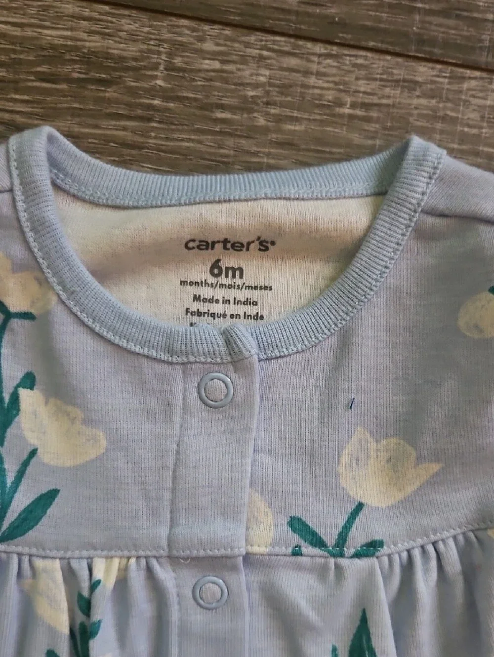 Carter's Light Blue Floral Romper 6M
